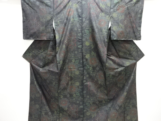 JAPANESE KIMONO / DORO OSHIMA TSUMUGI / WOVEN FLOWER
